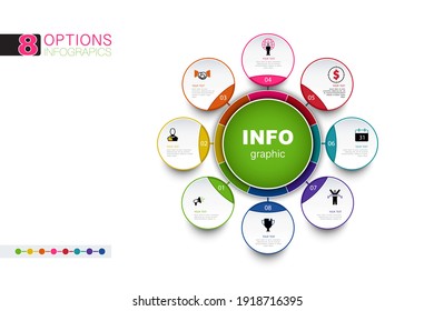 Timeline infographic design, diagram icon, template for business concept, presentation, web design, 8 options. Can be used to create business projects, annual reports, the Internet. SEO, sign, vector