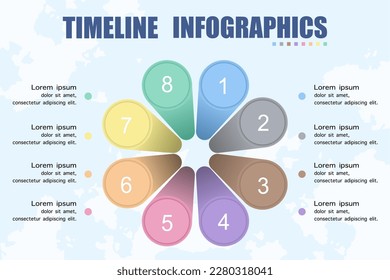 Timeline infographic design element, chart concept in multicolored cylindrical style, with space for inserting your business information, Vector illustration.