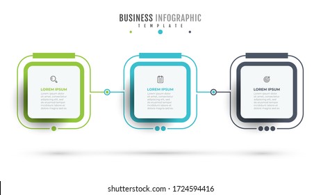 Timeline infographic design element and marketing icons. Business concept with 3 steps. Can be used for workflow layout, diagram, annual report, web design.