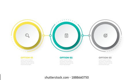 Timeline infographic design element and marketing icons. Business concept with 3 options, steps. Can be used for workflow layout, business diagram, annual report, web design. 