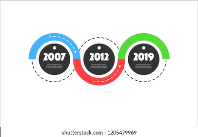 Timeline infographic design element and number options three steps with text and icon