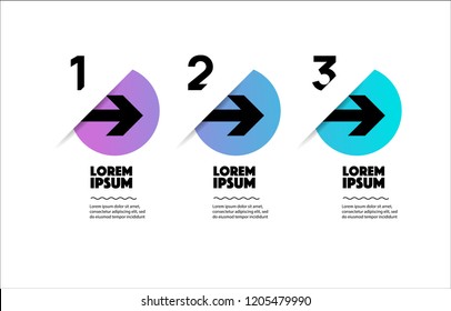 Timeline infographic design element and number options three steps with text and icon