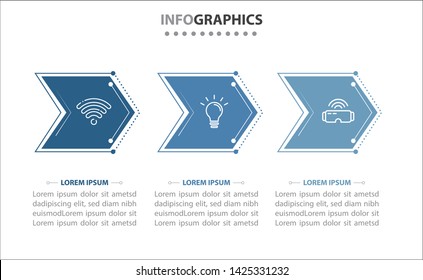 Timeline infographic design element and number options. Business concept with 3 steps. Can be used for workflow layout, diagram, annual report, web design. Vector business template for presentation.
