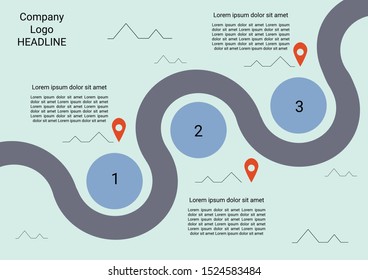 Timeline infographic design element and number with 3 steps.