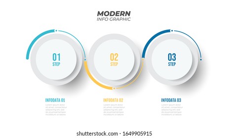 Timeline Infographic design element and number options. Business concept with 3 steps, circles. Can be used for process diagram, workflow layout, annual report, info graph.