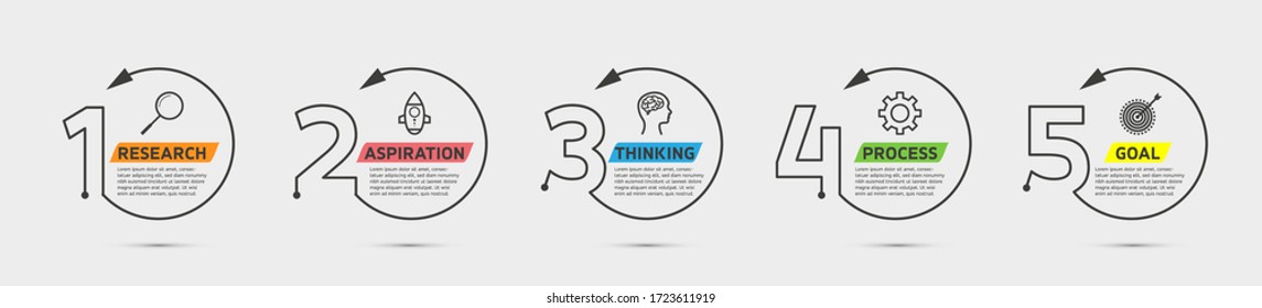 Timeline infographic design element and number options. Business concept with 5 steps.  Can be used for workflow layout, diagram, annual report, web design. Vector business template for presentation.