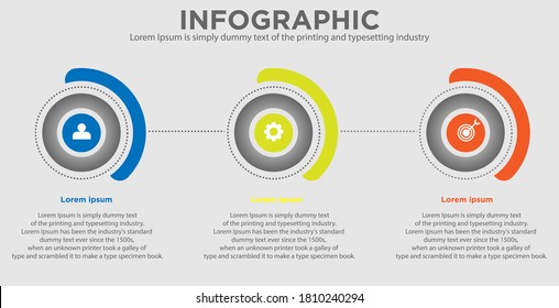 Timeline infographic design element and number options. Business concept with 3 steps. Can be used for workflow layout, diagram, annual report, web design. Vector business template for presentation.