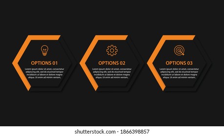 Timeline infographic design element and number options. Business concept with 3 steps. Can be used for workflow layout, diagram, annual report, web design. Vector business template for presentation.