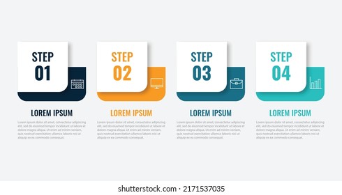 Opciones de número y elemento de diseño de infografía de línea de tiempo. Concepto de negocio con 4 pasos. Se puede utilizar para diseño de flujo de trabajo, diagrama, informe anual, diseño web. Plantilla de negocio de vectores para presentación.