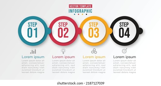Opciones de número y elemento de diseño de infografía de línea de tiempo. Concepto de negocio con 4 pasos. Se puede utilizar para diseño de flujo de trabajo, diagrama, plantilla de negocio Vector para presentación.