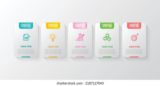 Timeline infographic design element and number options. Business concept with 5 steps. Can be used for workflow layout, diagram, Vector business template for presentation.