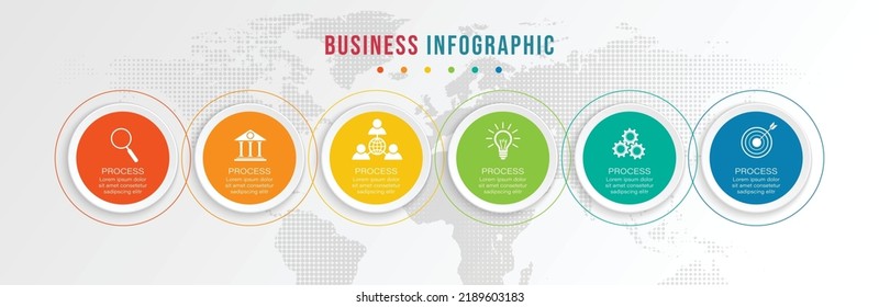 Timeline infographic design element and number options. Business concept with 6 steps. Can be used for workflow layout, diagram, Vector business template for presentation.