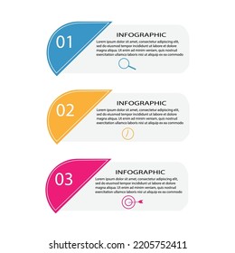Opciones de número y elemento de diseño de infografía de línea de tiempo. Concepto de negocio con 3 pasos. Se puede utilizar para diseño de flujo de trabajo, diagrama, informe anual, diseño web. Plantilla de negocio de vectores para presentación