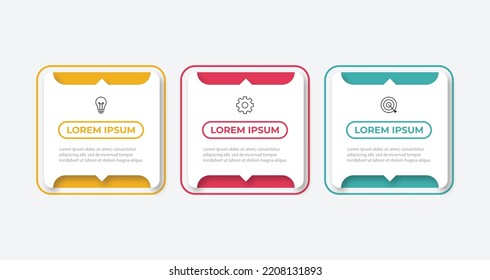 Zeitstrahl-Infografik-Design-Element und Zahlenoptionen. Geschäftskonzept mit 3 Schritten. Kann für Workflow-Layout, Diagramm, Jahresbericht, Web-Design verwendet werden. Vektorgeschäftsvorlage zur Präsentation.