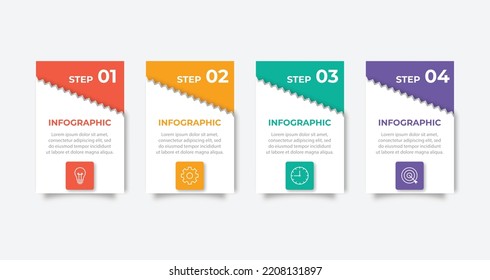 Opciones de número y elemento de diseño de infografía de línea de tiempo. Concepto de negocio con 4 pasos. Se puede utilizar para diseño de flujo de trabajo, diagrama, informe anual, diseño web. Plantilla de negocio de vectores para presentación.