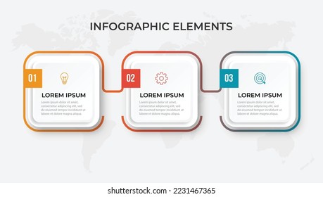 Timeline infographic design element and number options. Business concept with 3 steps. Can be used for workflow layout, diagram, annual report, web design. Vector business template for presentation.