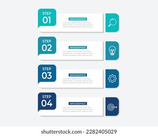 Opciones de número y elemento de diseño de infografía de línea de tiempo. Concepto de negocio con 4 pasos.