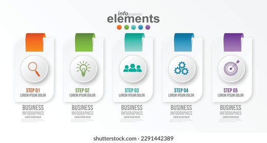 Timeline infographic design element and number options. Business concept with 5 steps. Can be used for workflow layout, diagram, Vector business template for presentation.