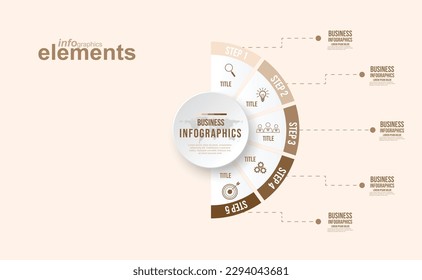 Timeline infographic design element and number options. Business concept with 5 steps. Can be used for workflow layout, diagram, Vector business template for presentation.