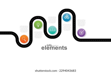 Timeline infographic design element and number options. Business concept with 5 steps. Can be used for workflow layout, diagram, Vector business template for presentation.