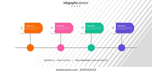 Timeline infographic design element and number options. Business concept with 4 steps. Can be used for workflow layout, diagram, annual report, web design. Vector business template for presentation.
