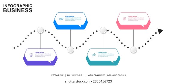 Timeline infographic design element and number options. Business concept with 4 steps. Can be used for workflow layout, diagram, annual report, web design. Vector business template for presentation.
