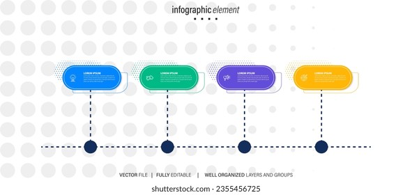 Timeline infographic design element and number options. Business concept with 4 steps. Can be used for workflow layout, diagram, annual report, web design. Vector business template for presentation.
