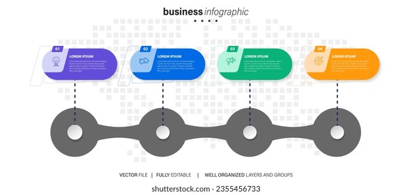 Timeline infographic design element and number options. Business concept with 4 steps. Can be used for workflow layout, diagram, annual report, web design. Vector business template for presentation.

