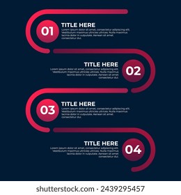 Timeline infographic design element and number options. Business concept with 4 steps. Can be used for workflow layout, diagram, annual report, web design. Vector business template for presentation.
