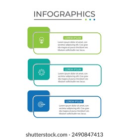 Elemento de diseño de infografía de línea de tiempo y opciones numéricas. Concepto de negocio con 3 pasos.