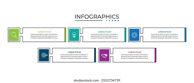 Timeline infographic design element and number options. Business concept with 5 steps.
