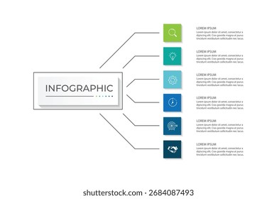 Timeline infographic design element and number options. Business concept with 6 steps.