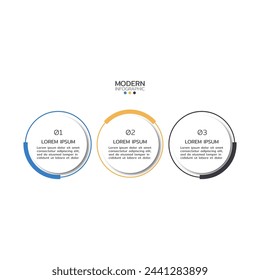 Timeline infographic design elements. Business concept with 3 steps, options, circles. Can be used for workflow layout, diagram, annual report or presentation. Vector illustration.