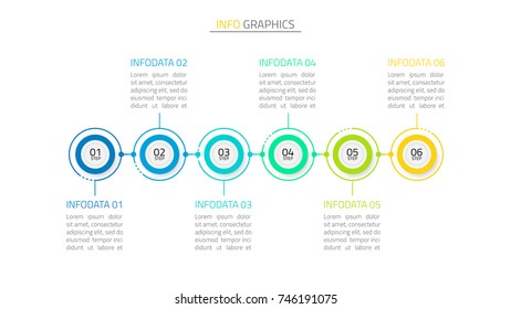 Timeline infographic design elements can be used for workflow layout, 
diagram, annual report, web design  business concept  with 6 options, parts, steps or processes, Vector Illustration.