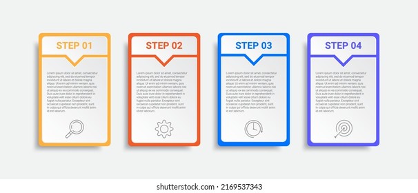 timeline infographic design with icons and 4 options or steps