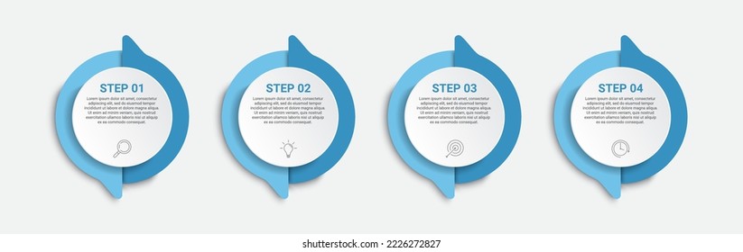 timeline infographic design with icons and 4 options. with circle shape