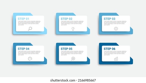 timeline infographic design with icons and 6 options or steps. infographics for business