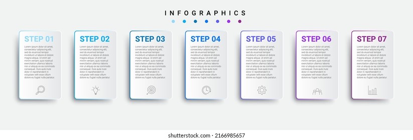 timeline infographic design with icons and 7 options or steps. infographics for business