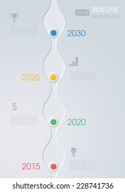 Timeline infographic design on a grey background. Vector illustration
