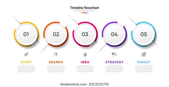 Timeline infographic design with options or steps. Infographics for business concept. Can be used for presentations workflow layout, banner, process, diagram, flow chart, info graph, annual report.