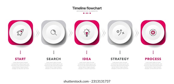 Timeline infographic design with options or steps. Infographics for business concept. Can be used for presentations workflow layout, banner, process, diagram, flow chart, info graph, annual report.