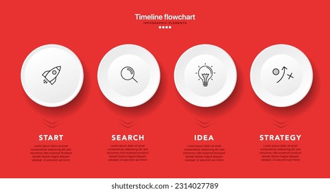 Zeitstrahl-Infografik-Design mit Optionen oder Schritten. Infografiken für das Geschäftskonzept. Kann für Präsentationen Workflow-Layout, Banner, Prozess, Diagramm, Flussdiagramm, Infografik, Jahresbericht verwendet werden.