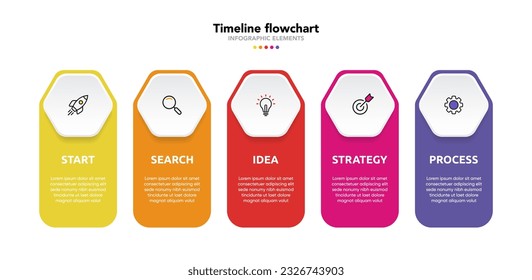 Timeline infographic design with options or steps. Infographics for business concept. Can be used for presentations workflow layout, banner, process, diagram, flow chart, info graph, annual report.