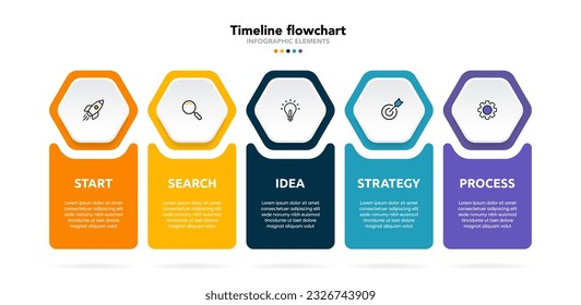 Diseño infográfico de línea de tiempo con opciones o pasos. Infografía para el concepto de negocio. Se puede utilizar para presentaciones diseño de flujo de trabajo, banner, proceso, diagrama, diagrama de flujo, gráfico de información, informe anual.