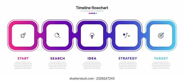 Diseño infográfico de línea de tiempo con opciones o pasos. Infografía para el concepto de negocio. Se puede utilizar para presentaciones diseño de flujo de trabajo, banner, proceso, diagrama, diagrama de flujo, gráfico de información, informe anual.