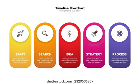 Diseño infográfico de línea de tiempo con opciones o pasos. Infografía para el concepto de negocio. Se puede utilizar para presentaciones diseño de flujo de trabajo, banner, proceso, diagrama, diagrama de flujo, gráfico de información, informe anual.