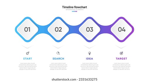 Diseño infográfico de línea de tiempo con opciones o pasos. Infografía para el concepto de negocio. Se puede utilizar para presentaciones diseño de flujo de trabajo, banner, proceso, diagrama, diagrama de flujo, gráfico de información, informe anual.