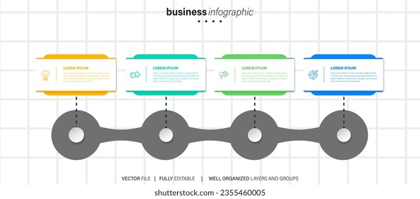 Timeline infographic design with options or steps. Infographics for business concept. Can be used for presentations workflow layout, banner, process, diagram, flow chart, info graph, annual report.
