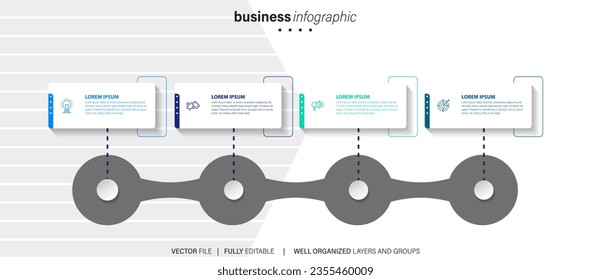 Timeline infographic design with options or steps. Infographics for business concept. Can be used for presentations workflow layout, banner, process, diagram, flow chart, info graph, annual report.
