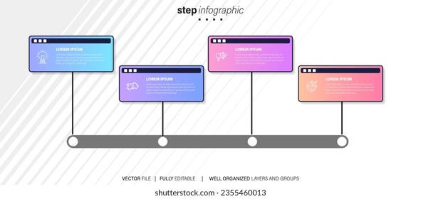 Timeline infographic design with options or steps. Infographics for business concept. Can be used for presentations workflow layout, banner, process, diagram, flow chart, info graph, annual report.
